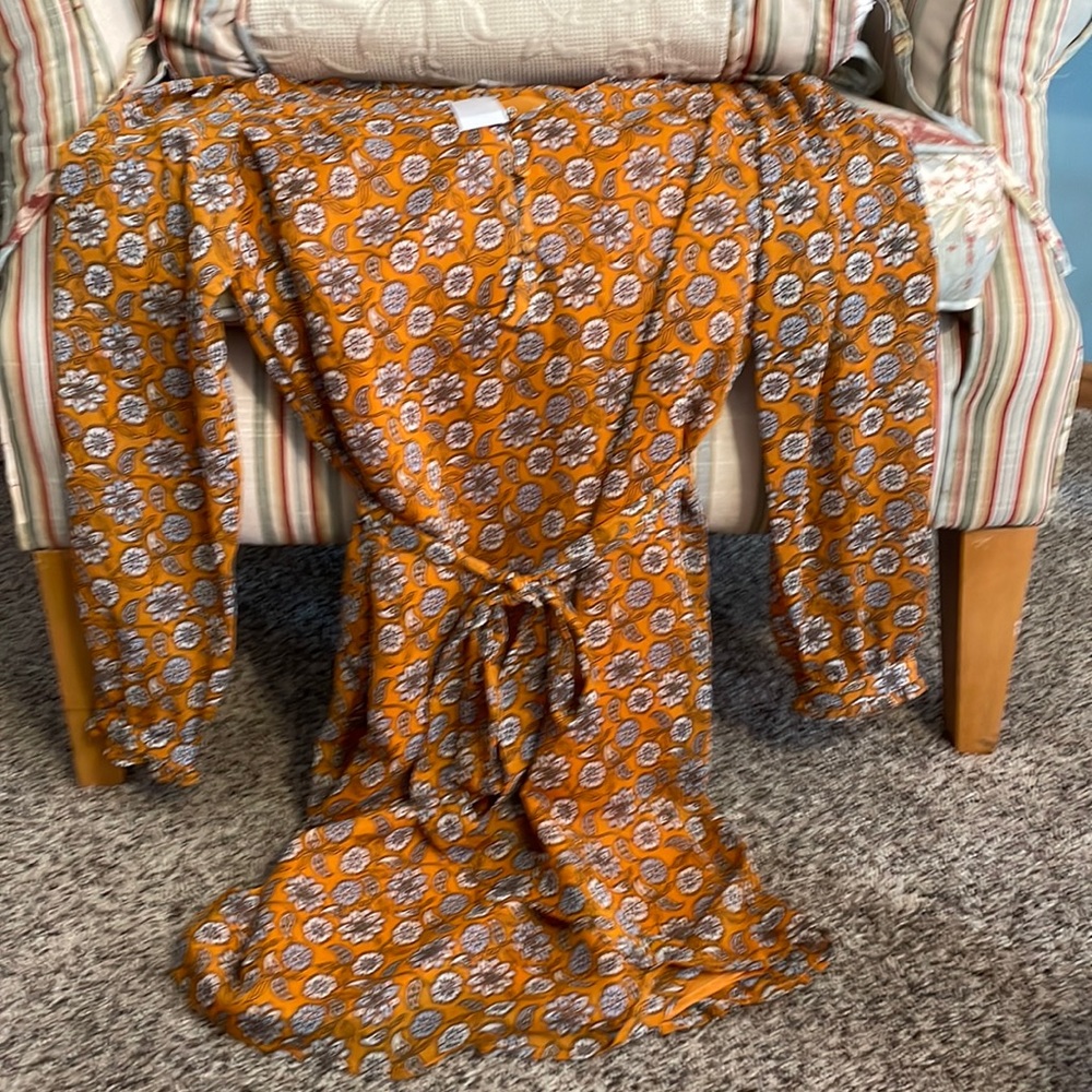 LOFT Orange Floral Midi Dress